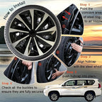 Hubcap Wheel Cover Replacement R17 Hub Caps Universal-Fit Steel Wheel Rim Cover ABS Material Exterior Accessories for Car Truck SUV -Set of 4（17-inch，Silver-Black）