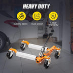 Car Wheel Dolly Set of 4, Mechanical 6000-lbs Car Dollies, 12'' Wheel Vehicle Positioning Jack, No Assembly, Heavy Duty Rollers w/Ratcheting Foot Pedal, for Tire Auto Repair,Orange