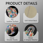 2PCS Car Seat Back Storage Headrest Hooks, Cute Cats Purse Holder Bags Hanger, PU Leather Double Metal Hook for Backseat Organizer, Women Car Accessories Organization