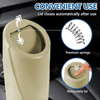 Mini Car Trash Can with Lid, Portable Garbage Can for Car, Leakproof Cup Holder Automotive Garbage Bin with 2 Rolls of Trash Bags, Small Trash Storage Can for Car Home Office(Beige)