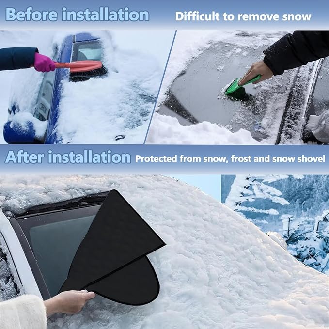 Car Windshield Snow Cover Compatible with Kia Soul 2010-2023 2024 2025+, Windshield Cover for Ice and Snow, 4-Layer Protection for Snow, Ice, UV, Frost Wiper & Mirror Protector, Sunshade Cover