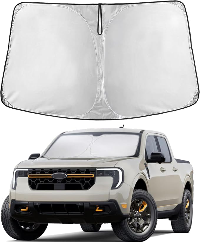 Windshield Sun Shade Compatible for Ford Maverick 2022-2024 2025 2026 Sun Shade Front Windshield Sun Visor Foldable Thicker 5-Layer Block Heat and Sun UV Rays | Car Accessories