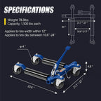 Car Wheel Dolly Jack Set of 4, Mechanical 6000-lbs Car Skates, 12'' Wheel Vehicle Positioning Jack, Heavy Duty Rollers with Ratcheting Foot Pedal for Tire Auto Repair Moving, Blue