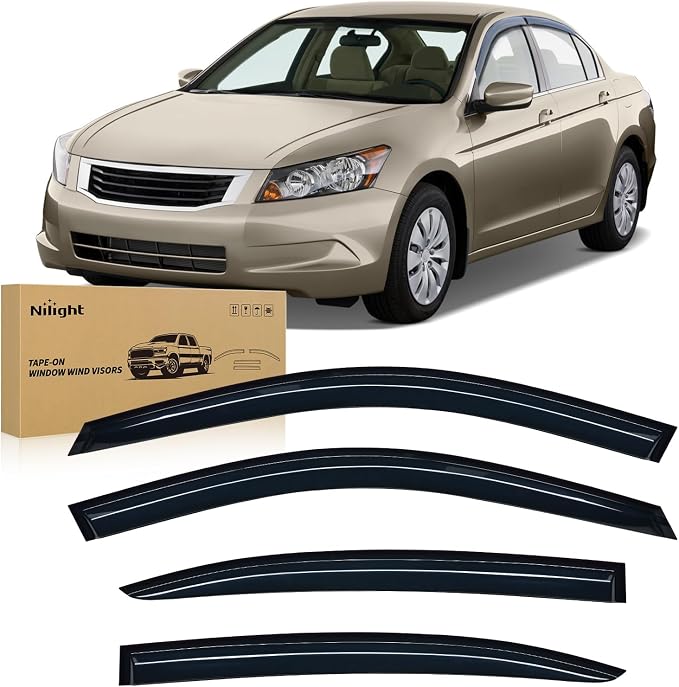 Window Visors for Honda Accord 2008 2009 2010 2011 2012 2013 2014 2015 2016 2017, Out-Channel Window Wind Deflectors Rain Guards -4PCS
