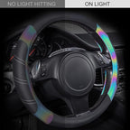 Line Rider Microfiber Leather Sporty 14.5-15 inch Steering Wheel Cover Universal Fits for 95% Truck,SUV,Cars, Anti-Slip Safety Comfortable Design (Black Reflective)