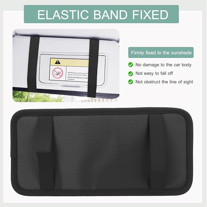 Sun Visor CD Holder, 12-Capacity Car Visor Organizer with DVD Sleeves and Mesh Pocket, Universal Visor Storage for Vehicle CD Case and Pen Holder Ergonomic Design (Black 2 Pcs)