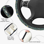 Green Flowers Plants Steering Wheel Cover, Cute Print Steering Wheel Cover Protector, Personalized Pattern Design, Car Accessories for Women, for Steering Wheel with a Diameter of 14.5"-15"