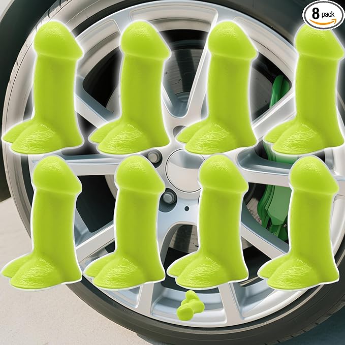 Prank Valve Stem Covers Creative Pencil Tire Valve Stem Caps Funny Glow in The Dark Universal Car Luminous Tire Stem Kit Dust Proof Covers Suitable for Cars,Bike,Trucks,Motor(Yellow 8pcs)