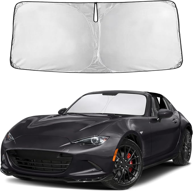 Windshield Sunshade Compatible for Mazda MX5 Miata Convertible 2016-2023 2024 2025, Sun Visor for Front Windshield & Window Sun Shade Cover, UV Heat Blocker & Protector, Car Accessories