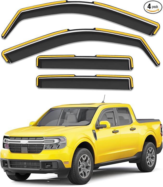 in-Channel Window Rain Guards Fit for Ford Maverick 2022 2023 2024 2025 2026 Rain Guard Extra Durable Window Deflectors Visors Truck Vent Visors Vent Shades Car Accessories