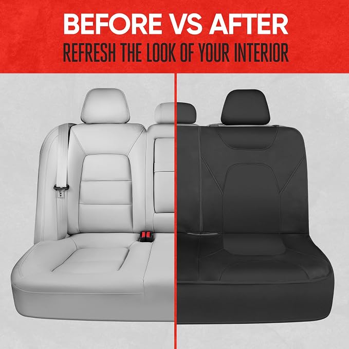 AquaShield Waterproof Black Rear Split Bench Seat Covers for Trucks Rear Seat Cover Only - Black Car Seat Covers, Back Seat Covers Only - Durable Neoprene Spill Resistant for Kids & Dogs