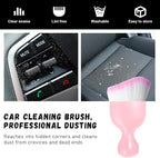 Car Detailing Brush, Curved Soft Bristles Auto Removal Dust Collectors, Universal Vehicle Dashboard, Air Conditioner Vents etc Interior Cleaning Tool Accessory (Pink/Pink)