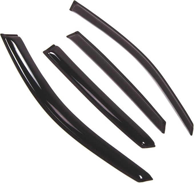 WD2-505 Dark Smoke 4 Pcs Set Window Visor (Outside Mount) Deflector Rain Guard Compatible with 2003-2008 Infiniti FX35 FX45