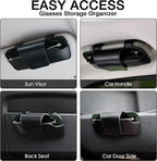 Sunglass Holder for Car Visor, Car Sunglasses Holder Leather, Eyeglasses Holder Glasses Storage Case Visor Accessories