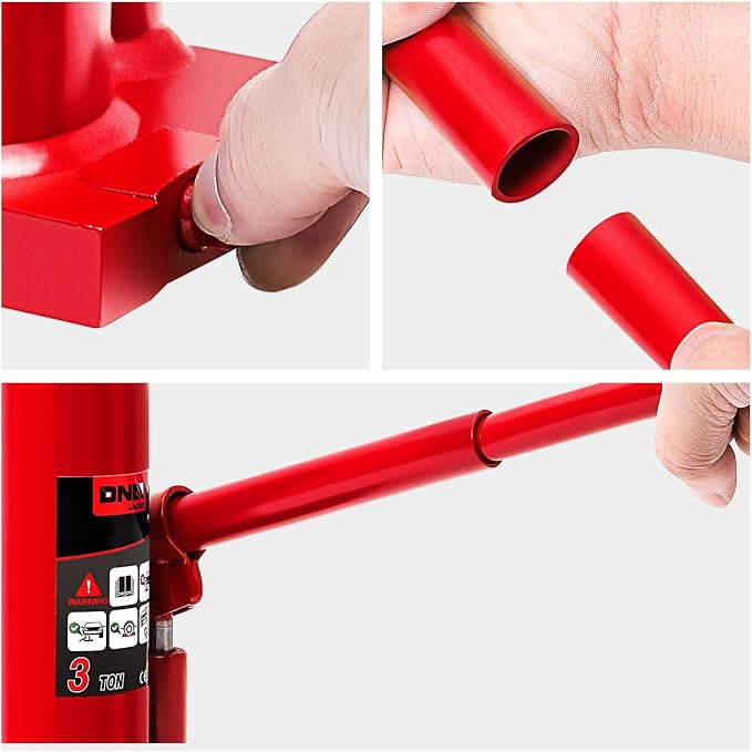 3 tons / 6000 lbs Lifting Automotive Welded Hydraulic Bottle Jack for Car SUV Pickup Truck, Auto Repair, with Manual Handle & Carrying Storage Case, Red