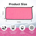 3PCS Car Microfiber Towels, 23.62"×11.81" Lint-free Microfiber Towels for Cars Wash Drying, Super Absorbent Auto Cleaning Cloths, Reusable Washing & Detailing Towel, Car Cleaning Supplies (Pink)