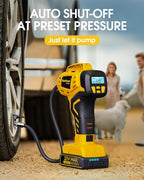 Tire Inflator Portable Air Compressor - Super Fast - 21V Rechargeable Battery Powered Handheld 160PSI Tire Inflator, Dual Power Supply Modes, Portable Air Pump for Car Motorcycle E-Bike