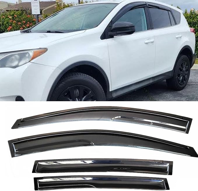 Window Visors Rain Guards Deflectors Compatible with 2013-2018 Toyota RAV4,Side Window Deflector Sun Shade Vent Visors Weather Shields for RAV4 13-18,Car Accessories Smoke 4-Pieces Set