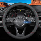 Custom-Fit for Maserati Steering Wheel Cover, Premium Leather Car Steering Wheel Cover with Logo, Non-Slip, Breathable, for Maserati Accessories (A-Style,for Maserati)