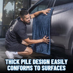 Megalodon Microfiber Drying Towel with Twisted Loop Technology, Super Plush Absorbent 24" x 36" Microfiber Towel for Cars, Trucks, SUVs, RVs, and More, Extra Large Dark Blue Drying Cloth