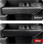 Car Inner Door Handrail Handle ABS Carbon Fiber Sticker Cover Interior Trim for 2019-2025 Chevy Silverado | for 2019-2021 GMC Sierra 1500 2500 3500 HD Decal Accessories （Crew Cab, Style A
