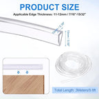 Clear Edge Trim, 9.8Ft Silicone U Channel Edge Protector, Edges Guards Fits 3/16"-1/4" for Car Doors Sheet Metal Parts (3/8" W x 9/16" H)