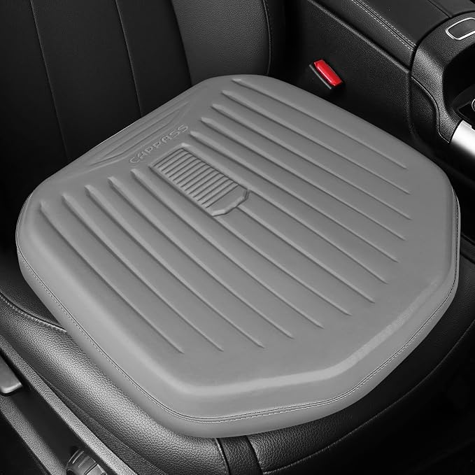 Premium Leather Car Seat Cushion, Comfort Memory Foam Driver Seat Cushion for Long Driving, Waterproof Non-Slip Seat Cushions for Cars, Truck, SUV, Office Chairs, Stadium, Gray ﻿