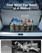 Trunk Organizer- Car Organizer, Foldable Trunk organizer for SUVs & Sedans, Sturdy Car Organization for Car Accessories, Tools, Sundries, Blue Flower, 2 Compartments, 21.3"×12.6"×10.6"