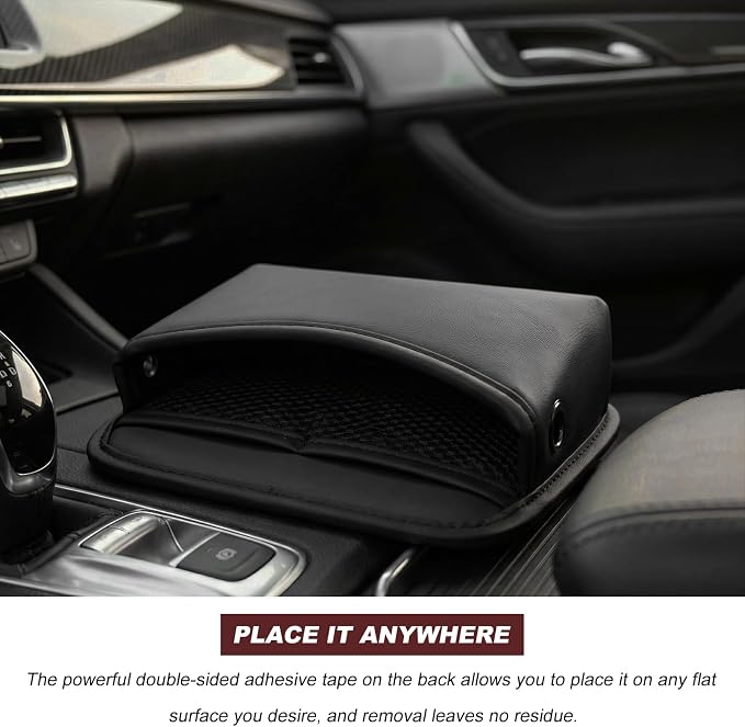 Car Seat Side Pocket Organizer, Multifunctional Leather Console Side Storage Pouch with Card Holder, Waterproof Phone & Sunglasses Pocket Bag for Car Door Seat Console (Black)