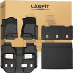 Floor Mats & Cargo Liner with Backrest Mat 2015-2020 for 7-Seater GMC Yukon XL(Only Yukon XL, Not Fit Yukon) & Chevy Suburban (Not fit 8/9 Seater), All Weather TPE Custom Fit Car Floor Liner