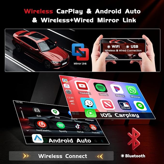 10.1 Inches for Honda CRV 2007-2011 4+64GB Android 15 Car Radio Wireless Carplay Android Auto, 1280 * 720P in-Cell Touch Screen WiFi Bluetooth5.0 GPS FM/RDS EQ Backup Camera MIC
