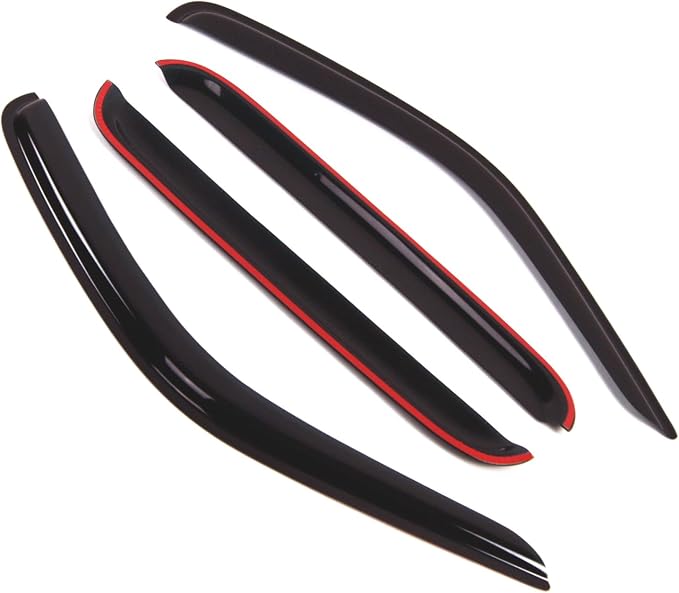 Outside Mount Window Vent Visors Rain Guards Compatible with Jeep Liberty 2002-2007 | Side Window Wind Deflectors Rain Shields | Black Tinted, 4 Pcs Set, BGWV-273