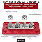 300A Bus Bar 12V Power Distribution Block with 3/8" Studs,Marine Battery Bus Bar Terminal Block Positive & Negative for Automotive Car Boat Solar System (300A 4 x 3/8" Studs)
