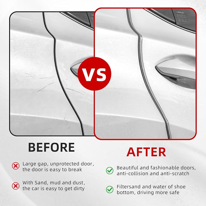 49Ft (15M) Car Door Edge Guard, No Glue Car Door Entry Guard Protective Strip, Rubber Edge Trim Car Door Protector, Applicable to Car, Truck, SUV and ATV, Car Exterior Accessories（Gray）