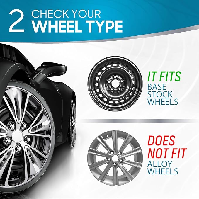 16 Inch Hubcaps Set of 4 – OEM Replacement Snap-On Wheel Rim Covers - Universal Fit Car Wheel Cover for Cars, Trucks, SUV, Vans Durable ABS Black & Silver 10-Spoke Hub-Cap Car Accessories Exterior