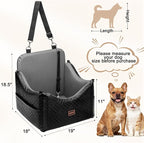 Dog Car Seats for Small Medium Dogs, Wipe Clean Waterproof Detachable PU Leather Cover, Thickened 2 inch Memory Foam Pet Car Seat with Safety Belt and Storage Pockets(No Cushion)