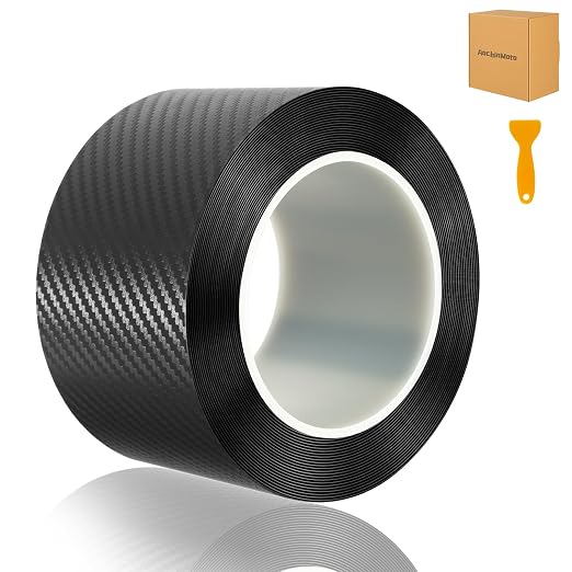 Carbon Fiber Wrap Tape for Car Door Sill Protector, Waterproof Scratch-Resistant Matte Black Vinyl Film, 2.7 in x 33 ft for Cars, SUVs & Trucks
