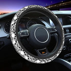 Skull Steering Wheel Cover Non Slip Black and White Neoprene Steering Wheel Protector Covers Universal 15 inch for Women Men Car Accessories