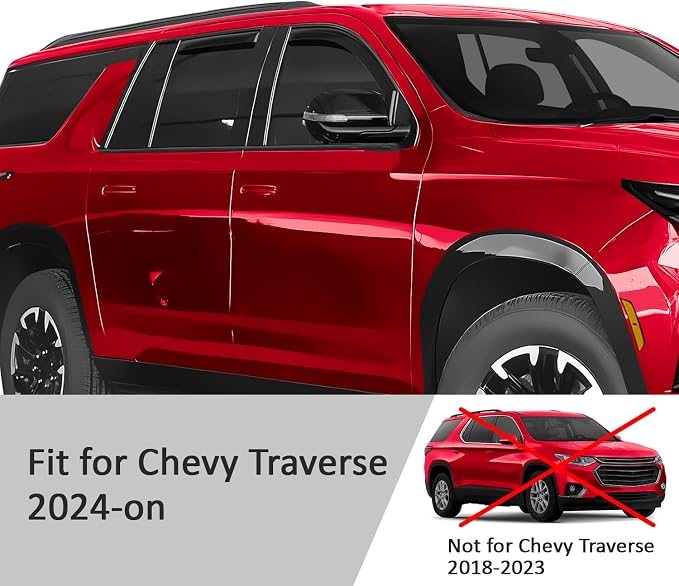 Voron Glass in-Channel Extra Durable Rain Guards for Chevrolet (Chevy) Traverse 2024-2026, Window Deflectors, Vent Window Visors, 4 Pieces - 200798