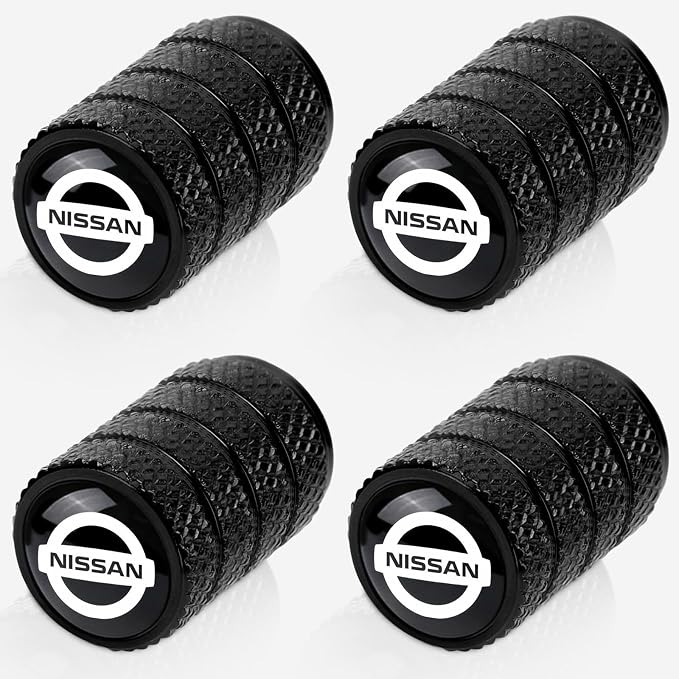 4pcs Tire Valve Stem Caps, Compatible with Nissan Series Stem Cap Universal Car Air Cover Car Accessories for Cars, SUV, Truck, Motorcycles （Black）