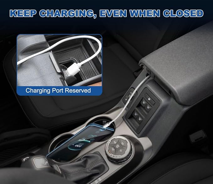 2026 Upgrade Center Console Organizer fit for 2025 2026 Ford Bronco 4 Door Bronco Center Console Storage with Rubber Mats for Ford Bronco 2025+ Storage Accessories|Not for 2 Dooor/Manual/Sport Model