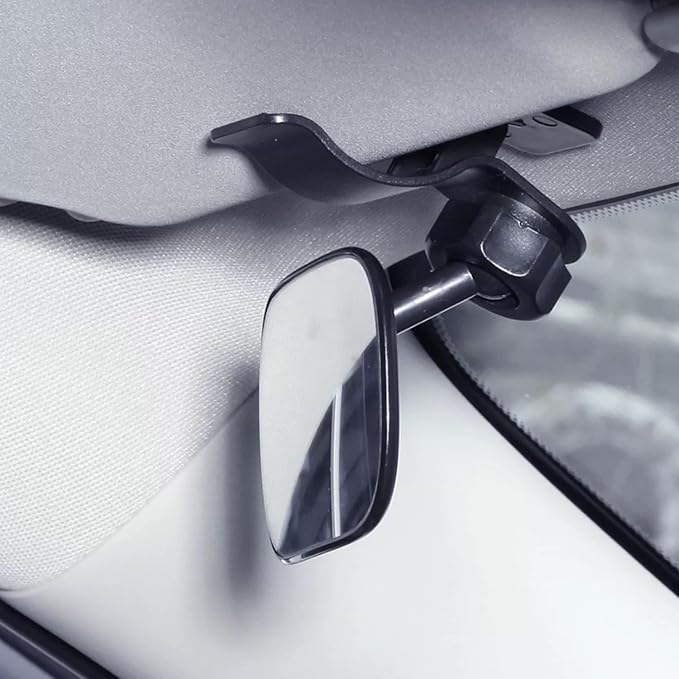 Clip On Car Baby Mirror, Adjustabe HD Glass Convex Wide Angle Interior Rearview Baby Rear Facing Mirror (Framed Rectangle, Small, 3.5" X 2.2")