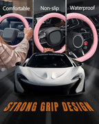 Car Steering Wheel Cover, Thin Anti-Skid Silicone Steering Wheel Cover for Men & Women, Universal Automotive Interior Accessories for Most Cars (Pink)