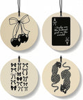 Retro Coquette Leopard Orange Car Air Freshener 4 Pcs, Trendy Preppy Black Cherry Bow Round Hanging Air Freshener for Cars Closet Drawer Books, Girly Y2k Car Accessories Mirror Decor for Women