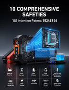 S8 Ultra Car Jump Starter, 4000A Safe 12V Battery Booster Pack (All Gas/12L Diesel), Portable Jump Box with Smart Jumper Cables, Type-C/USB, Flashlight, Rugged Protection & Storage Bag, Orange