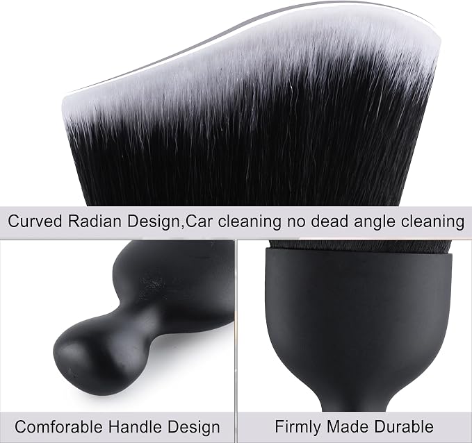 Car Detailing Brushes, Car Interior Dust Sweeping Soft Brush, Soft Bristles Brush Cleaning Tool for Automotive Dashboard, Air Conditioner Vents, Computer, Scratch Free(Black with White)