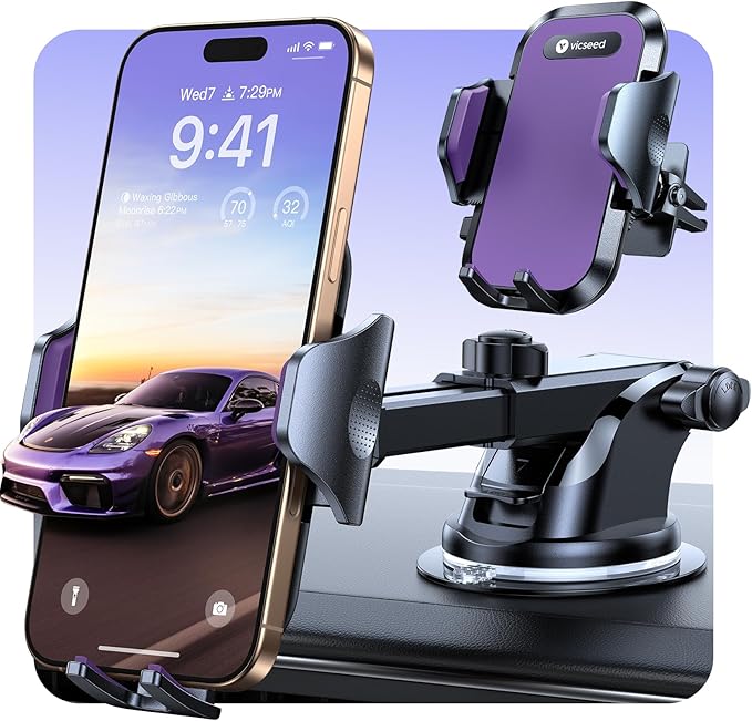 [True Strongest Suction] [Rally Racing-Grade Stability] Phone Holders for Your Car 2025 Upgraded Car Phone Holder Mount Truck Stand Cradle for iPhone Samsung All Phones, Purple