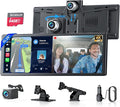 10.26" Portable Apple CarPlay Screen for Car with Rotatable 4K Dash Cam, Wireless CarPlay & Android Auto Display with 1080P Backup Camera, 64GB Card Included, GPS Navigation, Voice Control