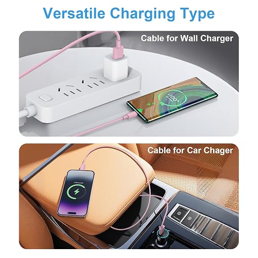 10FT Car Carplay Cable for iPhone 17 16 15 Cable USB to USB C Cable[Apple MFi Certified] USB C Carplay Cord,iPhone 17 Charger Cord,iPhone 16 Car Charger,USB to Type C Cable Car Charging Cable(Pink)