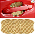 Mandark Car Door Handle Cup Scratch Protector, 4PCS 3D TPU Carbon Fiber Vehicle Door Bowl Sticker, Automotive Handle Paint Protective Film Cover, Universal Fit (Golden, Large)